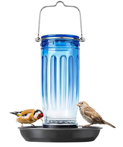 Blue Glass Bird Waterer